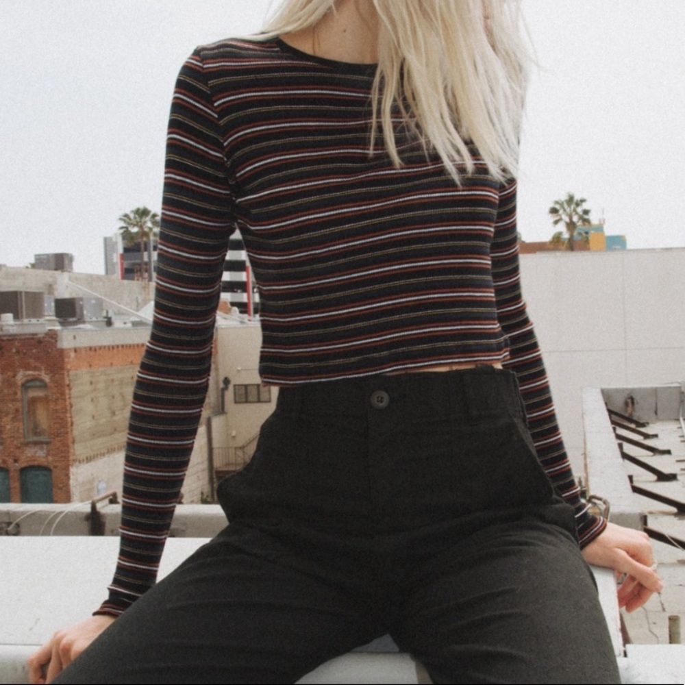 Brandy Melville Santana Striped Long Sleeve Top